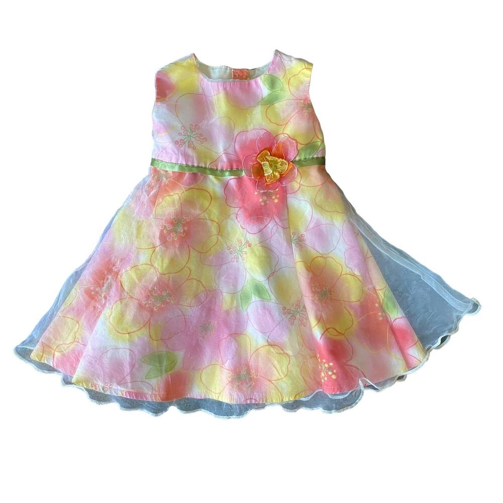 Kidture Collection Infant 12M Pink Yellow Fancy Dress Sleeveless